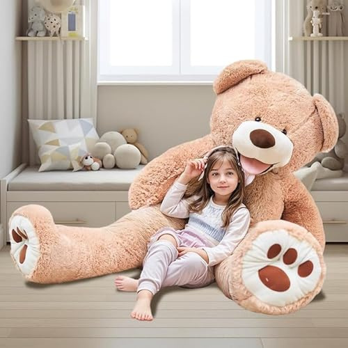 MKS Teddybär XXL 200cm – Riesiges Kuscheltier für Kinder & Erwachsene – Flauschiges XXL Plüschtier – Großer Teddybär als Geschenk für Geburtstag & Valentinstag – Weich & pflegeleicht
