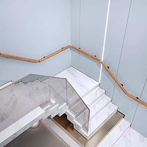 Pasamanos de Escalera de Madera - Kit Completo de 30 a 6 Metros, Barra de Soporte Antideslizante para pasillos de casa, Barra de Agarre para escaleras de Interior, Loft, Villa, para Personas