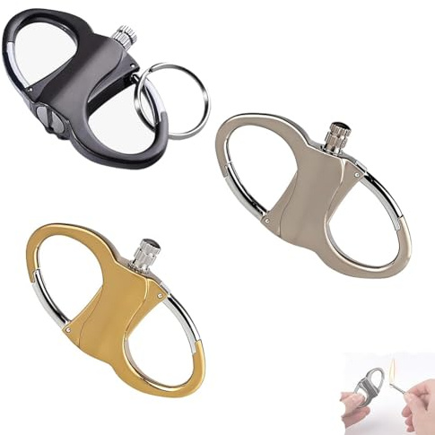 LexTex Briquet Porte Clés, Allumettes étanches, Kit D'allumage d'urgence Portable for L'alpinisme, Kit D'allumage de Feu en Pierre et Acier for Camping, Voiture et Maison(Black+Gold+Silver)