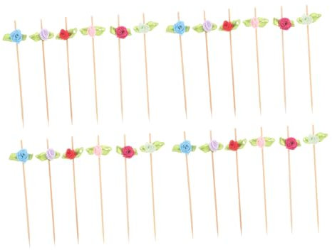 ULTECHNOVO Palillos Decorativos de Fruta 100 Piezas de Madera y Tela