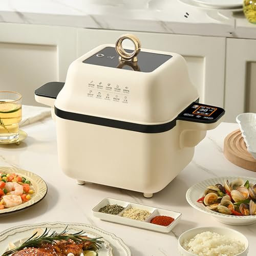 Robot de Cuisine Automatique, Robot de Cuisine Intelligent, Robot multicuiseur 1300 W, Rotation Automatique à 360 °, écran Tactile et cuve antiadhésive pour sautés et ragoûts.