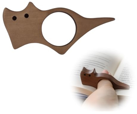 QYHON Buchseitenhalter aus Holz mit Katzenmotiv für Daumen | Lesezeichen Katze, Geschenk für Buchliebhaber, Geschenk für Bibliophile