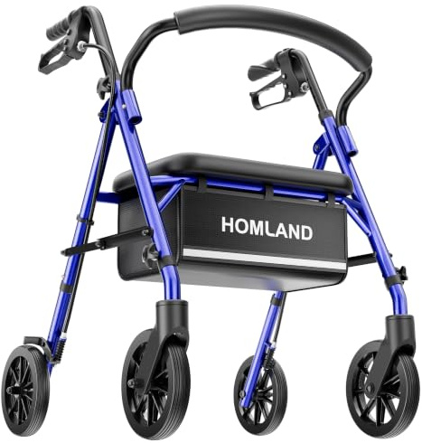 HOMLAND Lightweight Folding Rollator Walker with Seat, All-Terrain