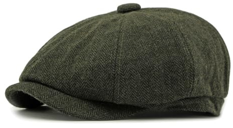 CHENNUO Flat Cap Klassische Newsboy Herren Schiebermütze Herringbone-Muster Gatsby Mütze