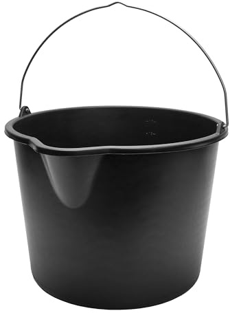 Garronda Pack de 3 Cubos de Obra 20 L con Asa Metálica – Cubo Plástico Redondo y Resistente de Material Reciclado con Pico Vertedor, Ideal para Uso en Obras, Jardín y Hogar GD-0168 Negro