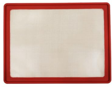 Gettimore Tapis de cuisson en silicone avec cadre en métal anti-adhésif pour plaque de cuisson 42 x 32 cm, compatible avec les fours standard, passe au lave-vaisselle, rouge