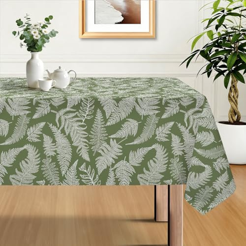 hometrixx Primavera Mantel Mesa Rectangular Hojas 140x180cm Verde Oscuro | Antimanchas Manteles,Mesa Hule Poliéster Impermeable, Lavable a Máquina, Fácil de limpiar,para Bares Comedor Cocina Festivosr