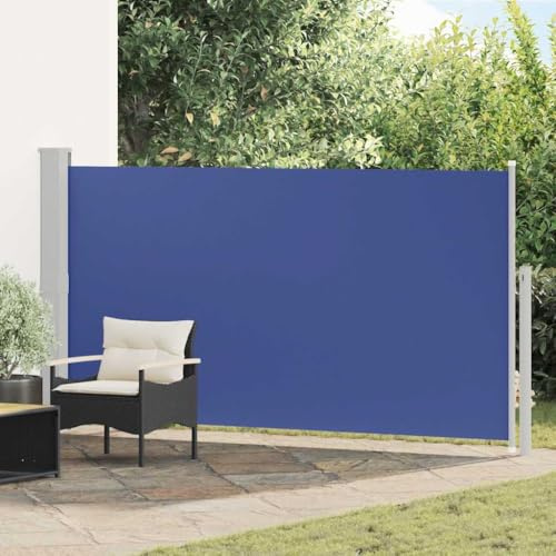 Holamys Seitenmarkise 160x300 cm Blau, UV-beständig, reißfestes Polyester, Flexibler Wind- und Sonnenschutz für Terrasse & Balkon, automatische Rückrollfunktion