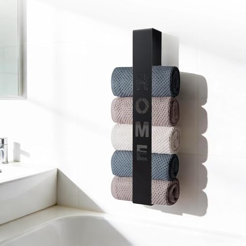 WJUAN Selbstklebende Handtuchhalter 42 cm, Gästehandtuchhalter Wandmontage Ohne Bohren, Schwarz Handtuch Aufbewahrung Bad, inkl 2 Doppelseitiges Klebeband, für Badezimmer und Küche