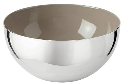 EDZARD Schale Liora (Ø 12,5 cm), Edelstahl hochglanzpoliert | innen perlbeige, kleine Dekoschale & Snackschale, moderne Servierschale, silberfarben, Wohnzimmer & Küche