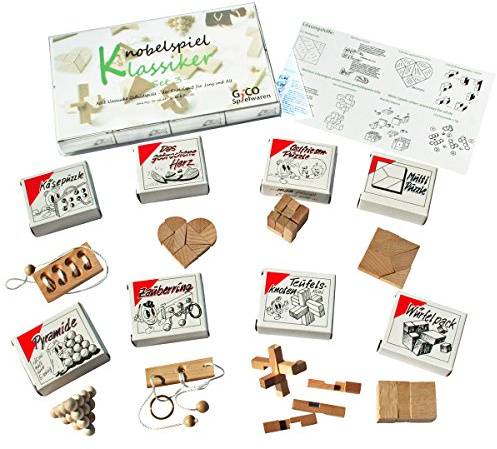 Pusselspel klassiska uppsättningar – 8 skicklighetsspel i presentförpackning – inkl. Lösning (set 3)