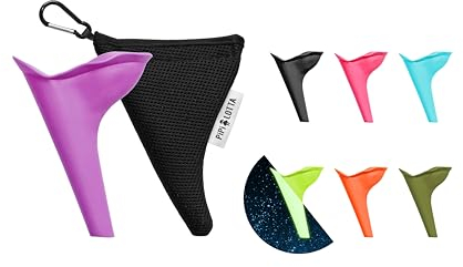 PiPiLOTTA® Orinal portátil para Mujer | Ayuda para orinar de pie para Damas en Música Festivales Camping Viajes al Aire Libre | Portatil Silicona Baño Cono WC Mochilas | Urinario Femenino (Violeta)