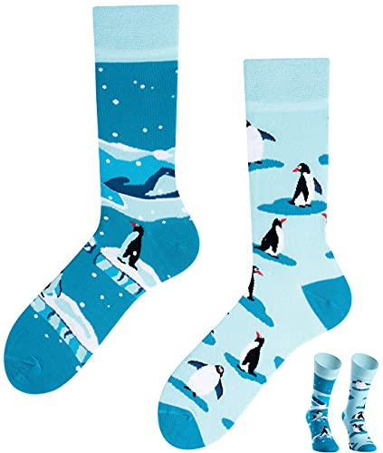 TODO Colours Fantaisie Chaussettes Rigolotes Homme et Femme motif drôle et multicolore (35-38, Pingouins)