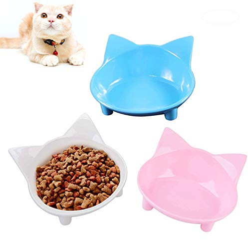 SUOXU Cat Bowls, Anti-slip Multi-purpose Pet Feeding Bowl,Pet Water Bowl Cat Feeding Bowl, 3-Pack Color Cat Dish Cat Food Bowl