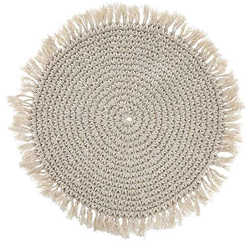 Tischset Makramee Platzset Tischdeko Untersetzer rund Boho Deko Ø 38 cm (Creme)