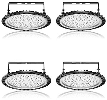 4PCS 300W UFO LED,30000LM Projecteur LED,Blanc Froid 6500K LED Industriel UFO,d'éclairage 120° Projecteur Exterieur,Ultra-Mince IP65 Étanche industrielle Spot Lamp,LED Lampe pour Garage, Usine