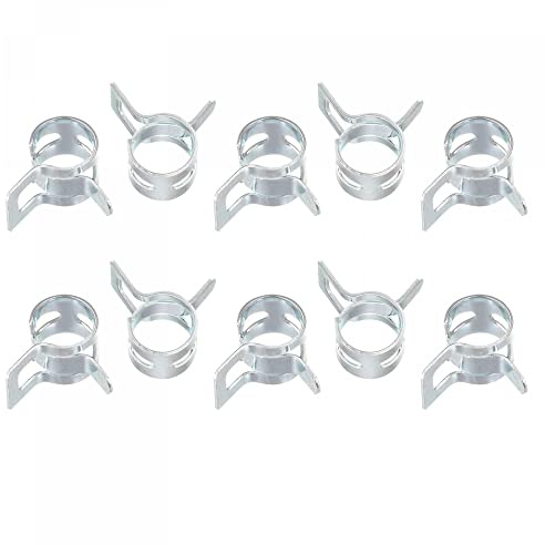sourcing map 20pcs 8mm Spring Band Type Action Fuel/Silicone Vacuum Hose Pipe Clamp Low Pressure Air Clip Clamp, Zinc Plated