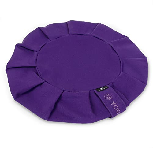 Yoga Studio Cojín de meditación Zafu redondo de la UE de repuesto | Algodón orgánico | Funda extraíble lavable | Asa de transporte (morado)