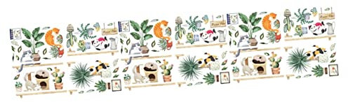 Cabilock 3ensembles Autocollant Mural Amovible Chat Et Plantes Décoration Murale Créative Stickers Auto-adhésifs Pour Chambre Salon Et Cuisine