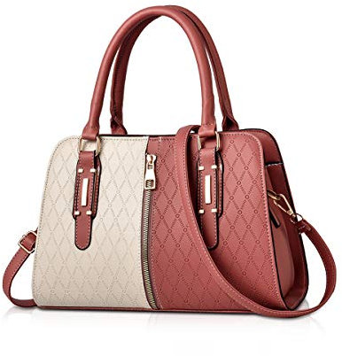 ADITAM Damen Kleine Handtasche PU Leder Strukturierte Umhängetasche Satchel Rot
