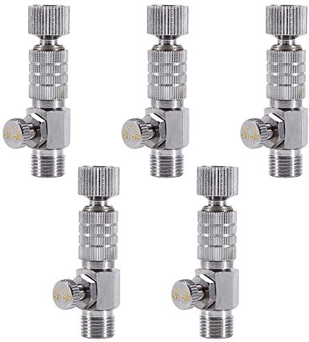 5 Stück Airbrush Schnelltrennkupplung, Luftschlauchadapter 1/8 Zoll Fitting Kupplung Kit mit Einstellventil für Luftkompressor Airbrush Schlauch
