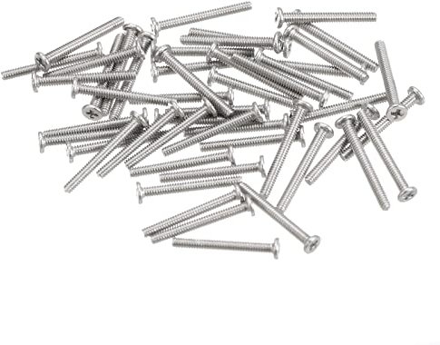 sourcing map M1.2-0.25 X 10 mm 100pcs Plat Rond Diriger Vis 304 Inoxydable Acier Phillips Conduire Machine Vis Matériel Attache pour Meubles Connexion