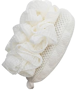Evohdah Duschschwamm Körper Badeschwamm Sanfter Luffaschwamm Wiederverwendbar Peeling Schwamm Dusche Körperbürste für Kinder Loofah Sponge Bath Shower for Adult Weiss-M