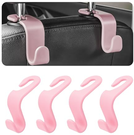 CGEAMDY Ganci Poggiatesta Auto Nascosti - 4 Ganci per Sedile (Rosa Chiaro)
