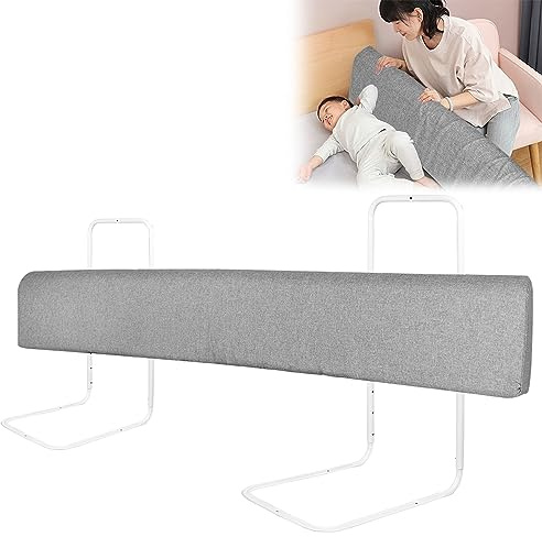 YRHome 2 barandillas de cama de 150 cm, protección contra caídas, protección para el borde de la cama, altura ajustable, con cremallera, para niños pequeños y bebés, color gris