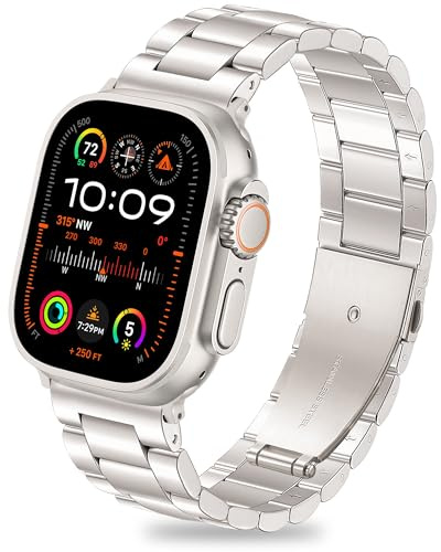 Vamyzji Metal Compatible with Apple Watch Strap 49mm 46mm 45mm 44mm 42mm(Series 3 2 1), Rugged Stainless Steel Metal Apple Watch Strap for iWatch Ultra 3 2 1, Series 11 10 9 8 7 6 5 4 3 2 1 SE Men