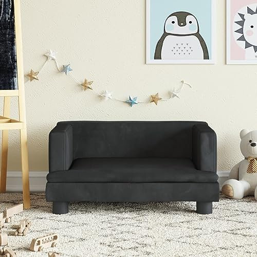 INLIFE Kindersofa Schwarz 60x40x30 cm Samt,6 KG,3196321
