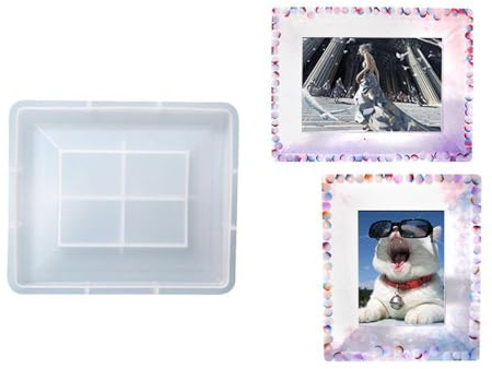 GIVBRO Moule carré en résine de silicone pour cadre photo - Moule en résine époxy - Décoration d'intérieur pour la fabrication de moulages de résine - 17,6 x 15 cm (#A)