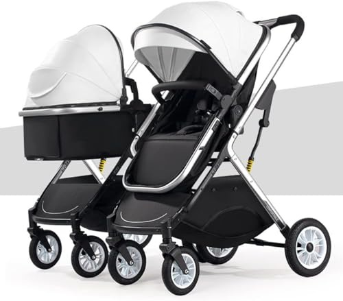 Standardkinderwagen Zwillings-Kinderwagen, zusammenklappbarer Reise-Side-by-Side-Kinderwagen, individuell verstellbares Verdeck, doppelt abnehmbarer Kinderwagen, kompaktes Kleinkind