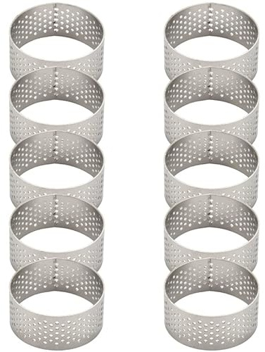 Nagoyuki 10PZ 4.5Cm per Crostata Perforato Cuciture nel Acciaio Inossidabile per Quiche per Torta con Torta e Torta con Foro