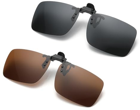ZEACCT 2 Pièces Lunettes de Soleil Polarisées à Clipser, Clip on Sunglasses Polarized, Clip Sur la Vision, Lunettes de Soleil Polarisées Rabattables, pour La Conduite, La Pêche en Plein Air