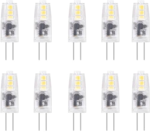 ZFQ G4 LED Lampen 12V AC/DC, 2W LED Leuchtmittel, LED Stiftsockellampe, 200LM, Ersatz für 20W Halogenlampen, Kaltweiß 6000K, 360°Abstrahlwinkel, LED Energiesparlampe, Nicht Dimmbar, 10 Stück
