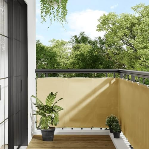 JUDYY Balkon-Sichtschutz Sandfarben 90x400 cm 100% Polyester-Oxford, Balkonsichtschutz, Windschutz Balkon, Windschutz Terrasse, Balkonverkleidung, Sichtschutz Garten - 4000029