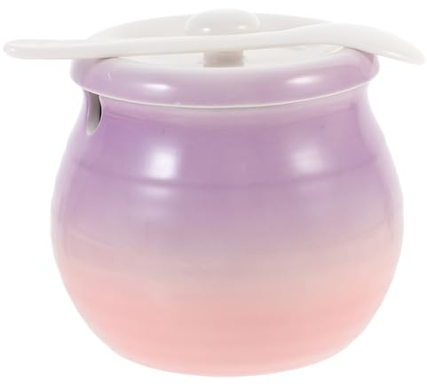 CIYODO Barattolo in Ceramica Medio Per Spezie e Zucchero Con Coperchio Resistente Alte Temperature Vaso Per Conservazione Alimenti Per Cucina e Ristorazione Design Vintage Sfumato e Rosa