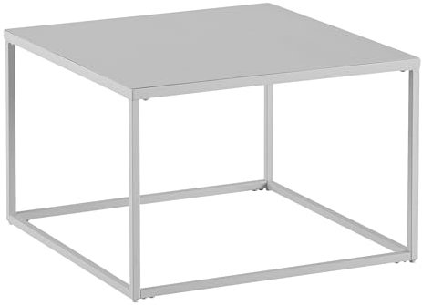 Wohnling Couchtisch 60x60x40 cm Metall Wohnzimmertisch Industrial Weiß, Sofatisch Quadratisch, Loungetisch Kaffeetisch Stahl, Beistelltisch Quadratisch