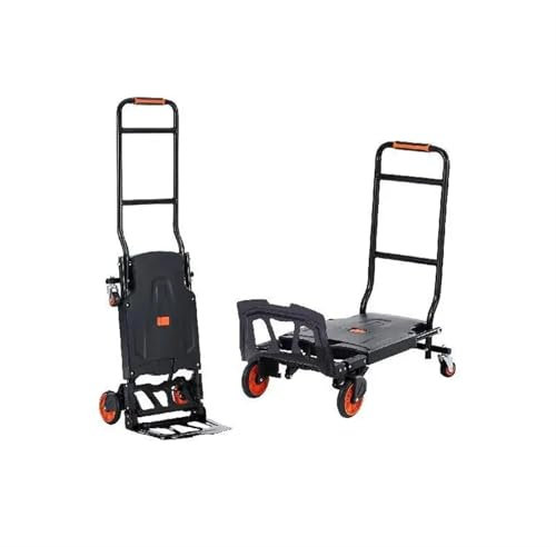 Klappbarer Handwagen 300 lbs zusammenklappbarer Handwagen 2 in 1 Aluminium Leichter Plattformwagen Tragbarer Teleskop-Mehrzweckwagen for den Umzug von Einkäufen Faltbarer Handwagen für Haus, Büro, Gar