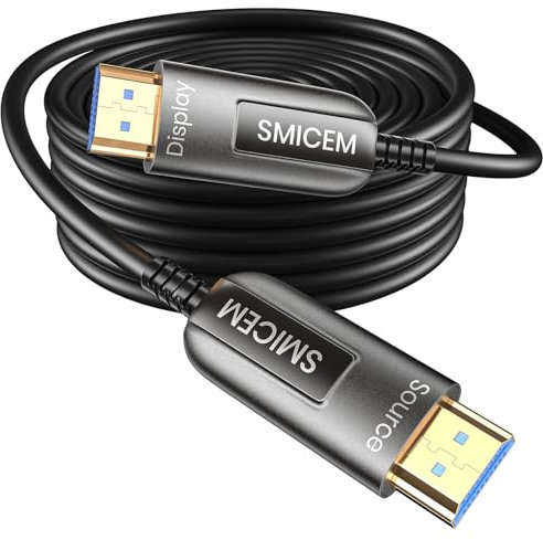 SMICEM 8K HDMI Fibre Optic Cable 50M Optical HDMI 2.1 Cable 48Gbps Ultra High Speed 8K @ 60Hz 4K @ 120Hz Dynamic HDR eARC Dolby HDCP 2.2&2.3 for HDTV/Projector/Home Cinema/TV Box
