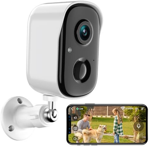 Wireless Outdoor Security Camera, 2K Battery Powered CCTV with AI Motion Detection, Siren & Spotlight, WiFi Surveillance for Home, Indoor/Outdoor Use, 2-Way Talk, Night Vision, IP65, Cloud/SD (1 Pack)