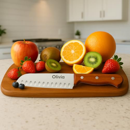 Coltello da Cucina Professionale in Acciao Inox - Coltello da chef - Lama da 17 cm - Coltello affilato per tagliare Alimenti - Coltello da Cuoco e Macellaio - Impugnatura Ergonomica in legno di Faggio