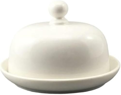 Mantequera de cerámica con tapa, recipiente hermético redondo for guardar mantequilla, recipiente clásico de cocina.