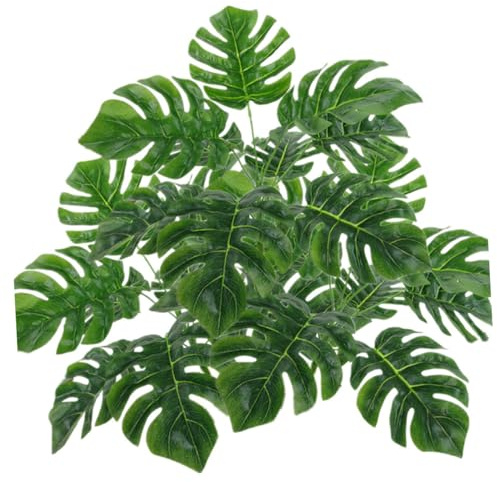 OUNONA 3 pezzi Monstera Foglie Artificiali con Decorazione Realistica per e Giardino Piante Finte Tropicali Verde