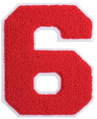 QianSiLi Zahlen Zum Aufbügeln, BüGelflicken Rot Patches Zum Aufbügeln Für Hut Jacke Jeans Rucksäcke DIY Dekoration (11,45cm,Rot,6)