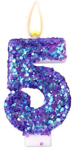 Candele di Compleanno con Numeri Viola, Candele di Compleanno con Numeri Glitterati Viola Decorazioni per Torte Romantiche e Scintillanti Articoli per Anniversari e Matrimoni (5)