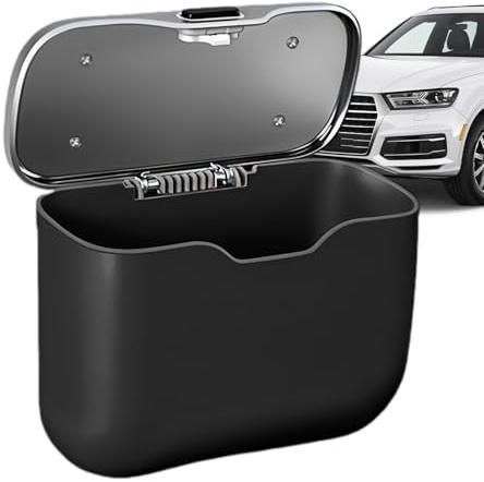 Poubelle de voiture - 16 x 13 cm - Anti-fuite - Rangement des déchets peu encombrant avec couvercle - Poubelle compacte - Pour camping-car, Sedan, Pickup, SUV, Travel Vehicle Interior