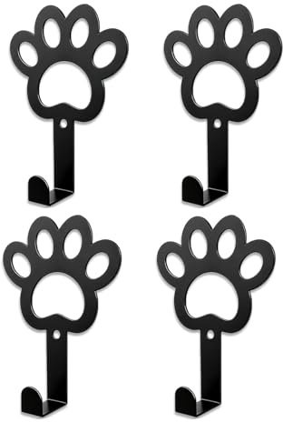 Rutovex 4 Stück Haken in Hundepfotenform, Hundegarderobe Wand, Hunde Pfoten Haken, mit Schrauben, Schlüsselhalter, Haken aus Eisen für Zuhause, für Hundegeschirr, Leine und Halsband