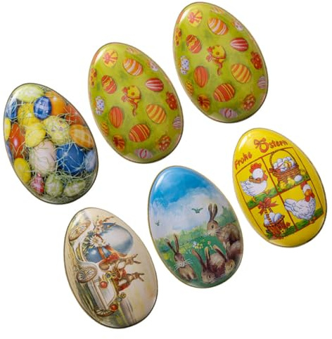 VALICLUD 6pcs Easter Egg Candy Boxes Set Metal Storage Holder Portable Snack and Cookie Packaging for Party Favors and Wrapping